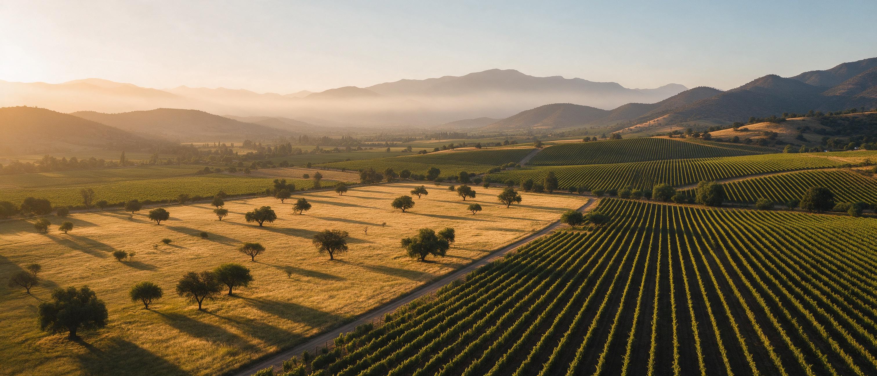 Viñedos del Valle de Colchagua al atardecer